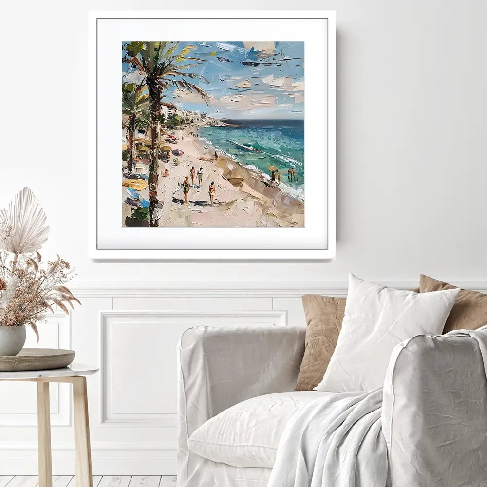 Mallorca Beach Day Square Framed Art Print Mallorca Beach Day Square Framed Art Print wall art product Elena Avanesova