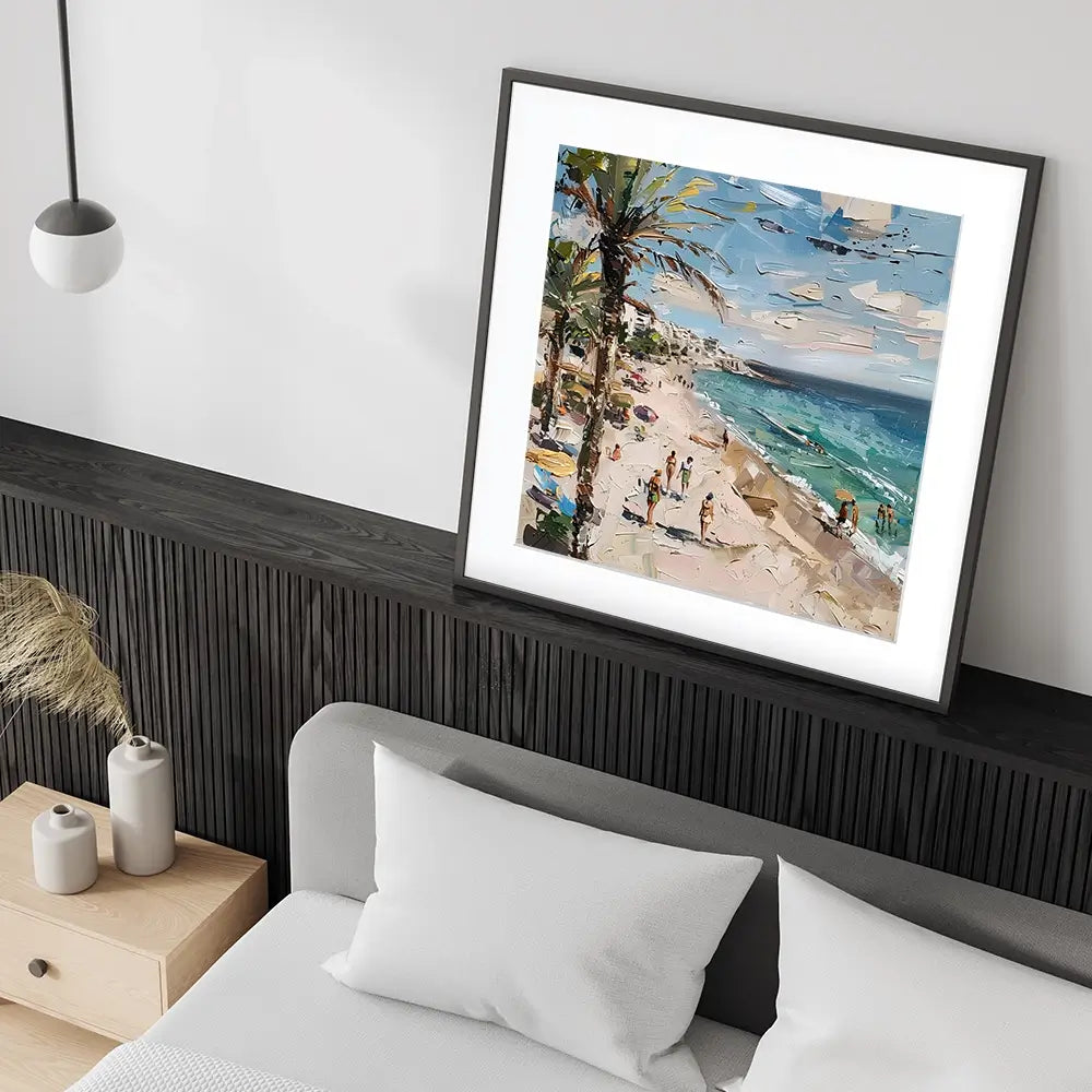 Mallorca Beach Day Square Framed Art Print Mallorca Beach Day Square Framed Art Print wall art product Elena Avanesova