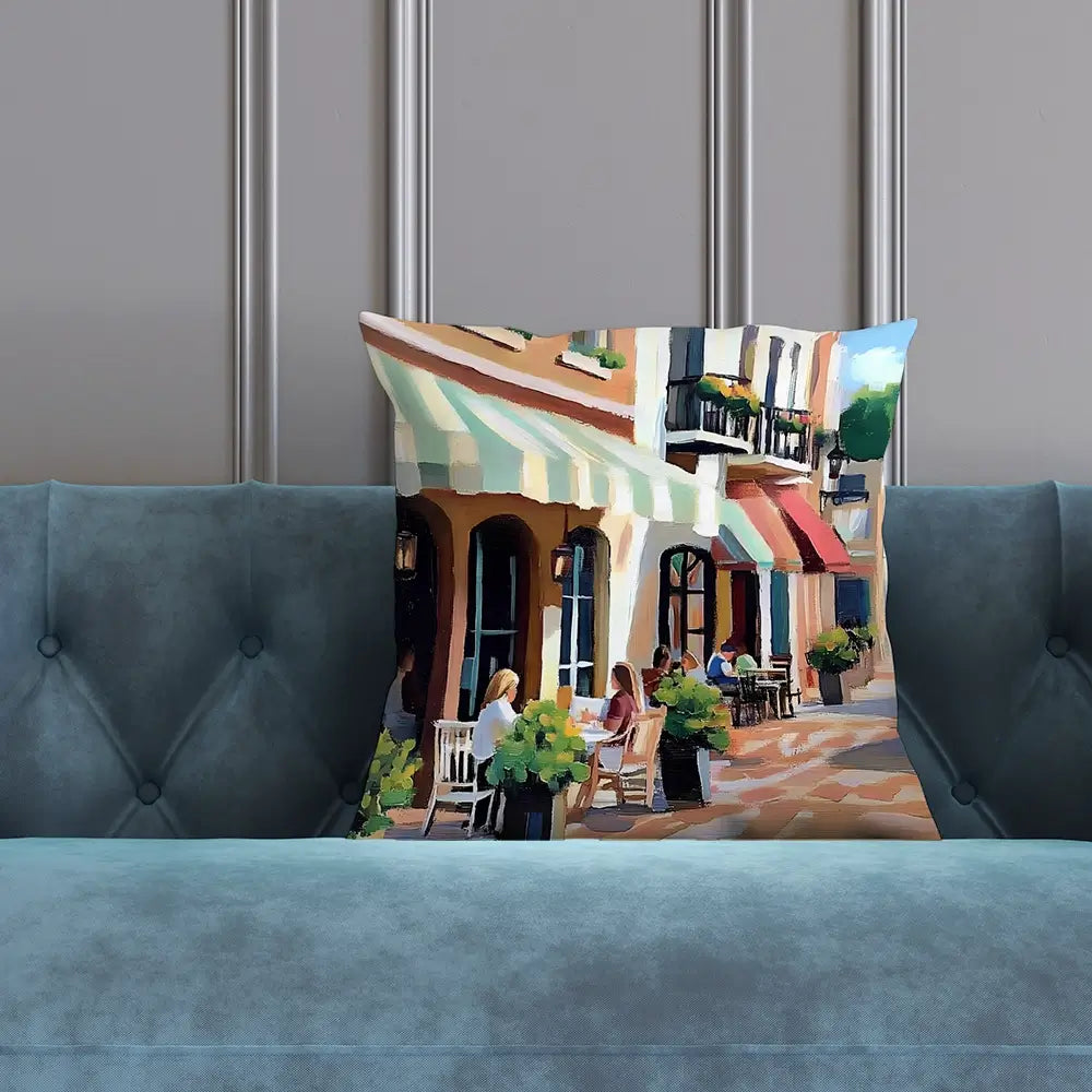 Mallorca Cafe Cushion Mallorca Cafe Cushion wall art product Elena Avanesova