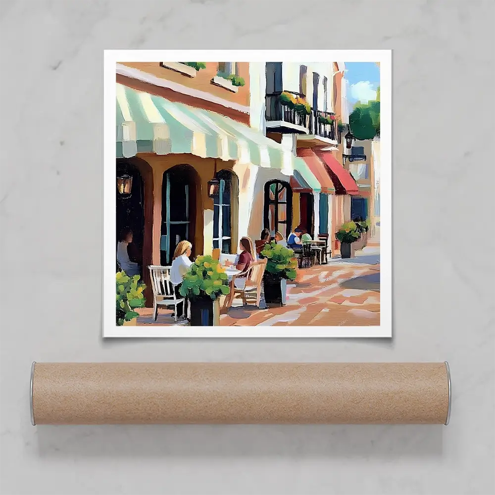 Mallorca Cafe Square Art Print Mallorca Cafe Square Art Print wall art product Elena Avanesova