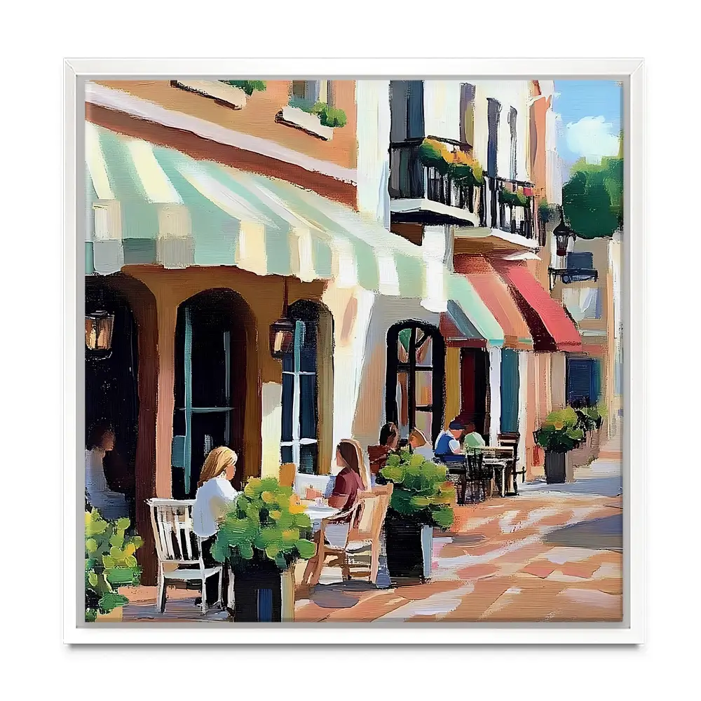 Mallorca Cafe Square Canvas Print Mallorca Cafe Square Canvas Print wall art product Elena Avanesova