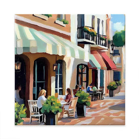Mallorca Cafe Square Canvas Print Mallorca Cafe Square Canvas Print wall art product Elena Avanesova