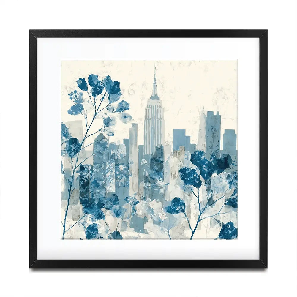 Manhattan Skyline With Blossoms Square Framed Art Print Manhattan Skyline With Blossoms Square Framed Art Print wall art product Chromatic Storm Studio