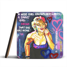 Marilyn Monroe A Wise Girl Knows Coaster Set Marilyn Monroe A Wise Girl Knows Coaster Set wall art product Juliet Stockton