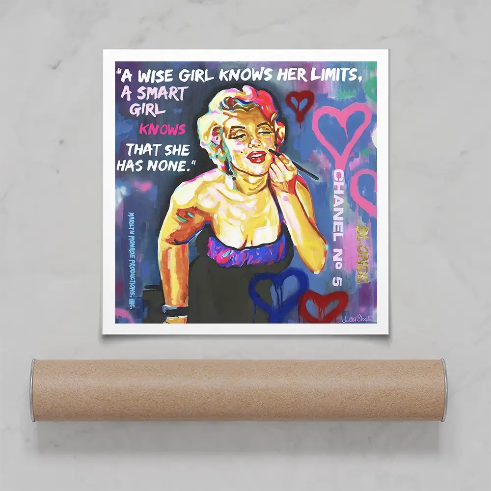 Marilyn Monroe A Wise Girl Knows Square Art Print Marilyn Monroe A Wise Girl Knows Square Art Print wall art product Juliet Stockton