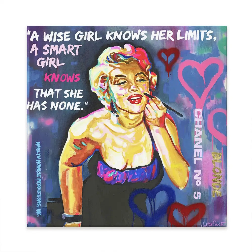 Marilyn Monroe A Wise Girl Knows Square Canvas Print Marilyn Monroe A Wise Girl Knows Square Canvas Print wall art product Juliet Stockton