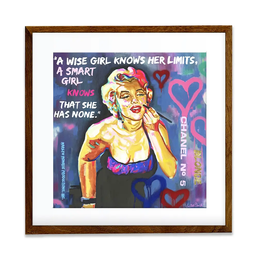 Marilyn Monroe A Wise Girl Knows Square Framed Art Print Marilyn Monroe A Wise Girl Knows Square Framed Art Print wall art product Juliet Stockton