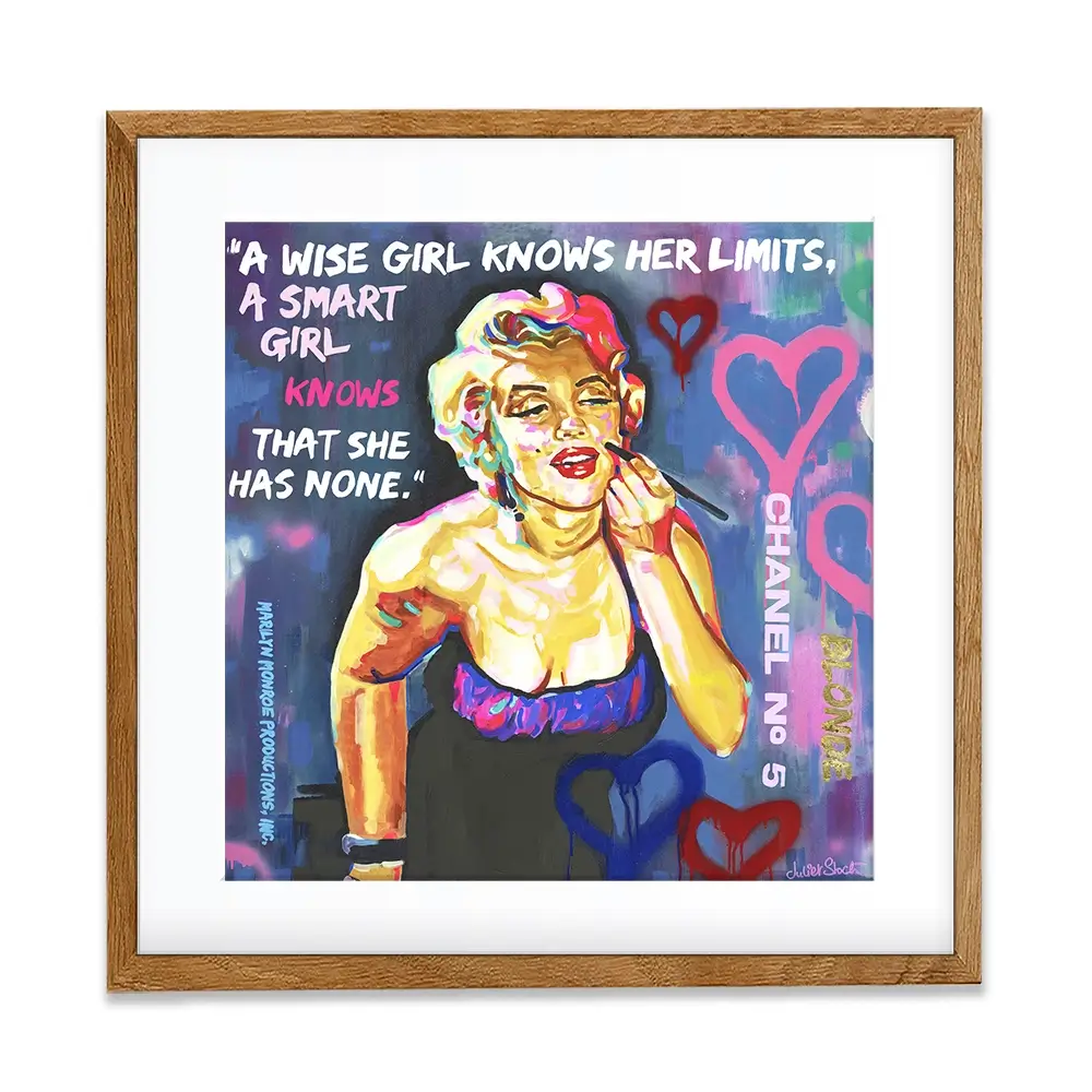 Marilyn Monroe A Wise Girl Knows Square Framed Art Print Marilyn Monroe A Wise Girl Knows Square Framed Art Print wall art product Juliet Stockton