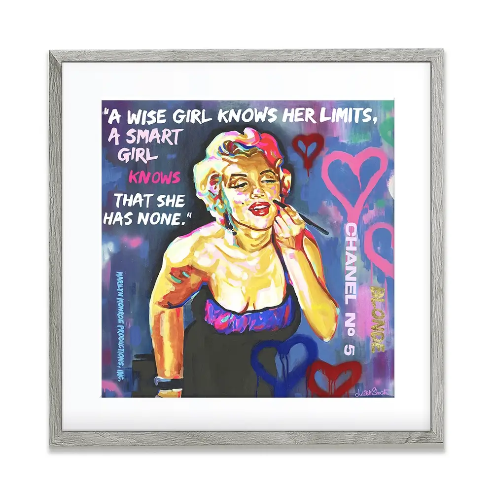 Marilyn Monroe A Wise Girl Knows Square Framed Art Print Marilyn Monroe A Wise Girl Knows Square Framed Art Print wall art product Juliet Stockton