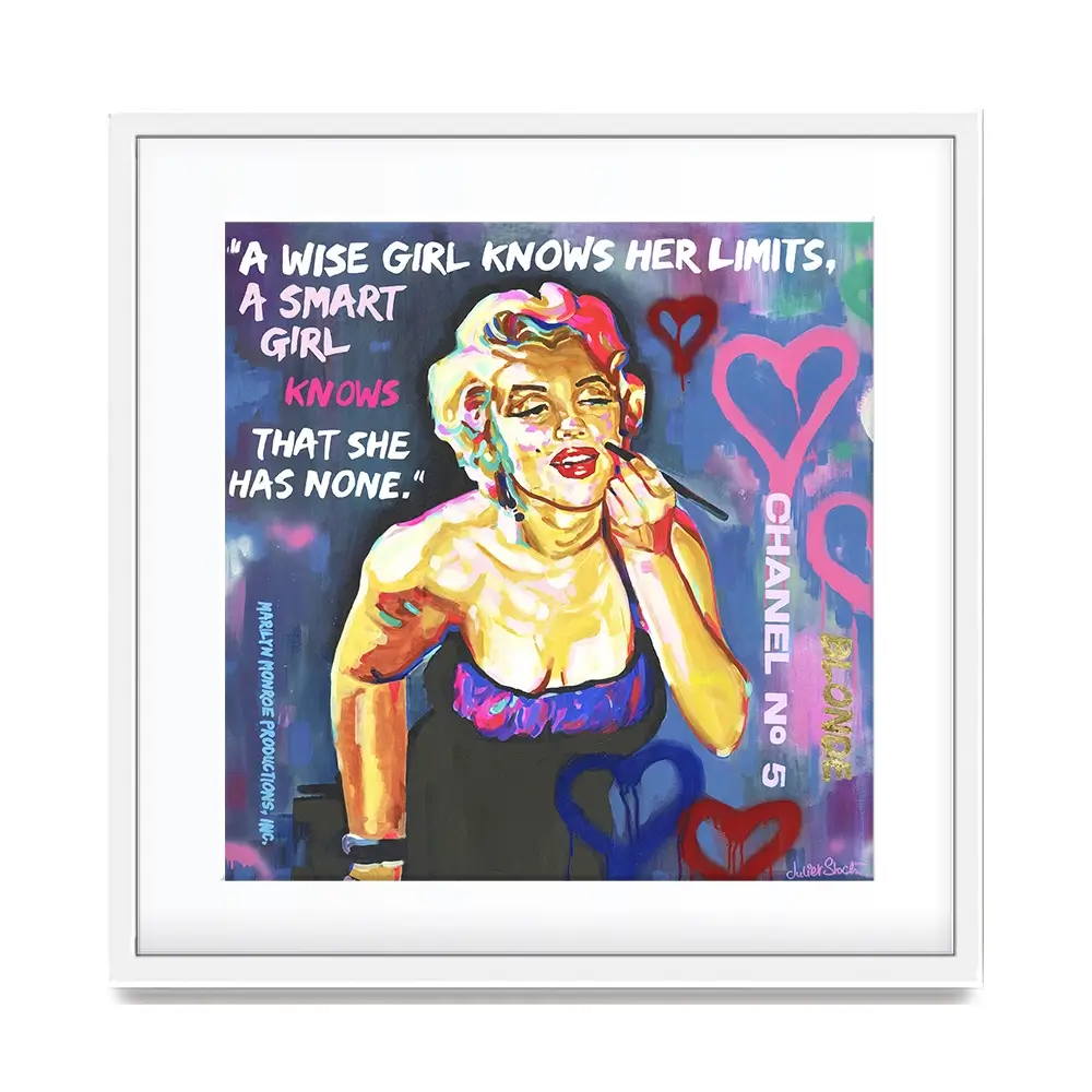 Marilyn Monroe A Wise Girl Knows Square Framed Art Print Marilyn Monroe A Wise Girl Knows Square Framed Art Print wall art product Juliet Stockton