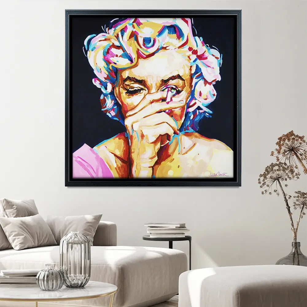 Marilyn Monroe It's All Make Believe Square Canvas Print Marilyn Monroe It's All Make Believe Square Canvas Print wall art product Juliet Stockton