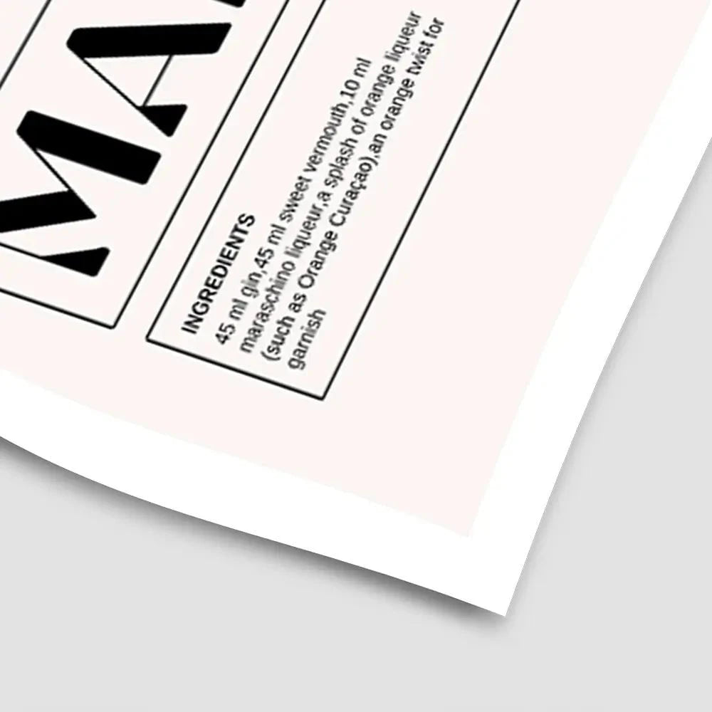 Martinez Recipe Art Print Martinez Recipe Art Print wall art product Art Print Shop