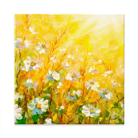 Meadow In Spring Square Canvas Print Meadow In Spring Square Canvas Print wall art product Art Print Shop