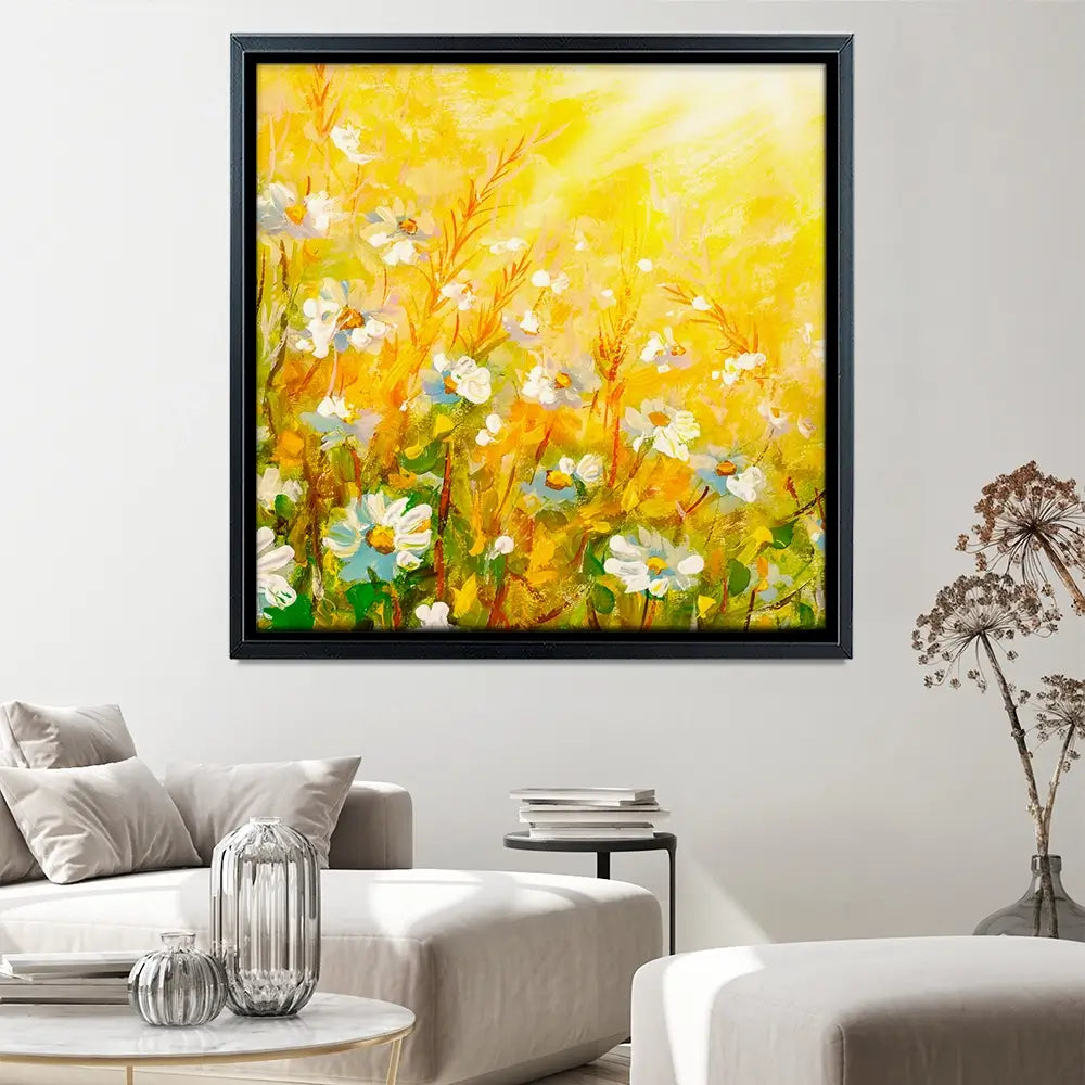 Meadow In Spring Square Canvas Print Meadow In Spring Square Canvas Print wall art product Art Print Shop