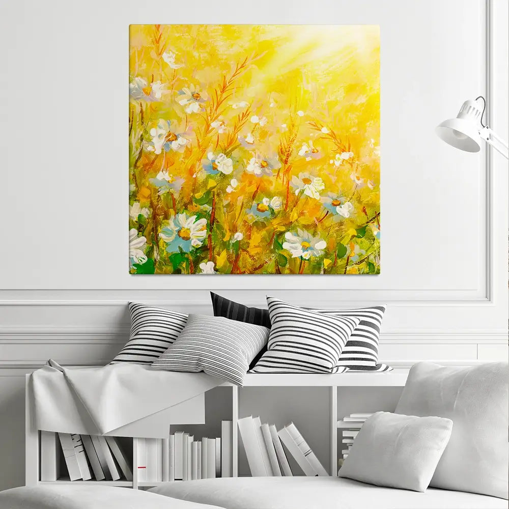 Meadow In Spring Square Canvas Print Meadow In Spring Square Canvas Print wall art product Art Print Shop