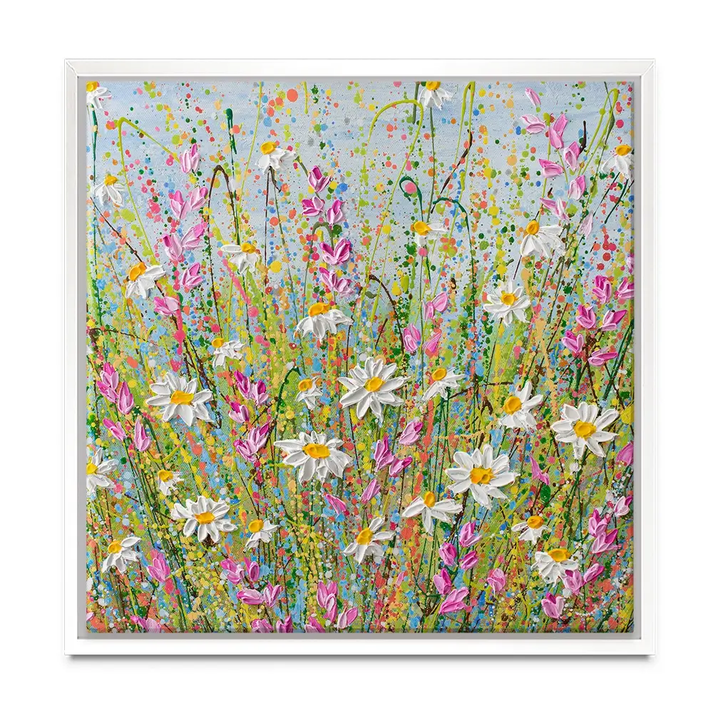 Meadow Of Daisies Square Canvas Print Meadow Of Daisies Square Canvas Print wall art product Olga Tkachyk