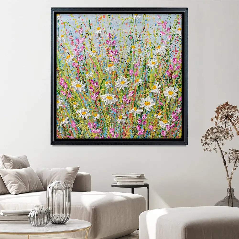 Meadow Of Daisies Square Canvas Print Meadow Of Daisies Square Canvas Print wall art product Olga Tkachyk