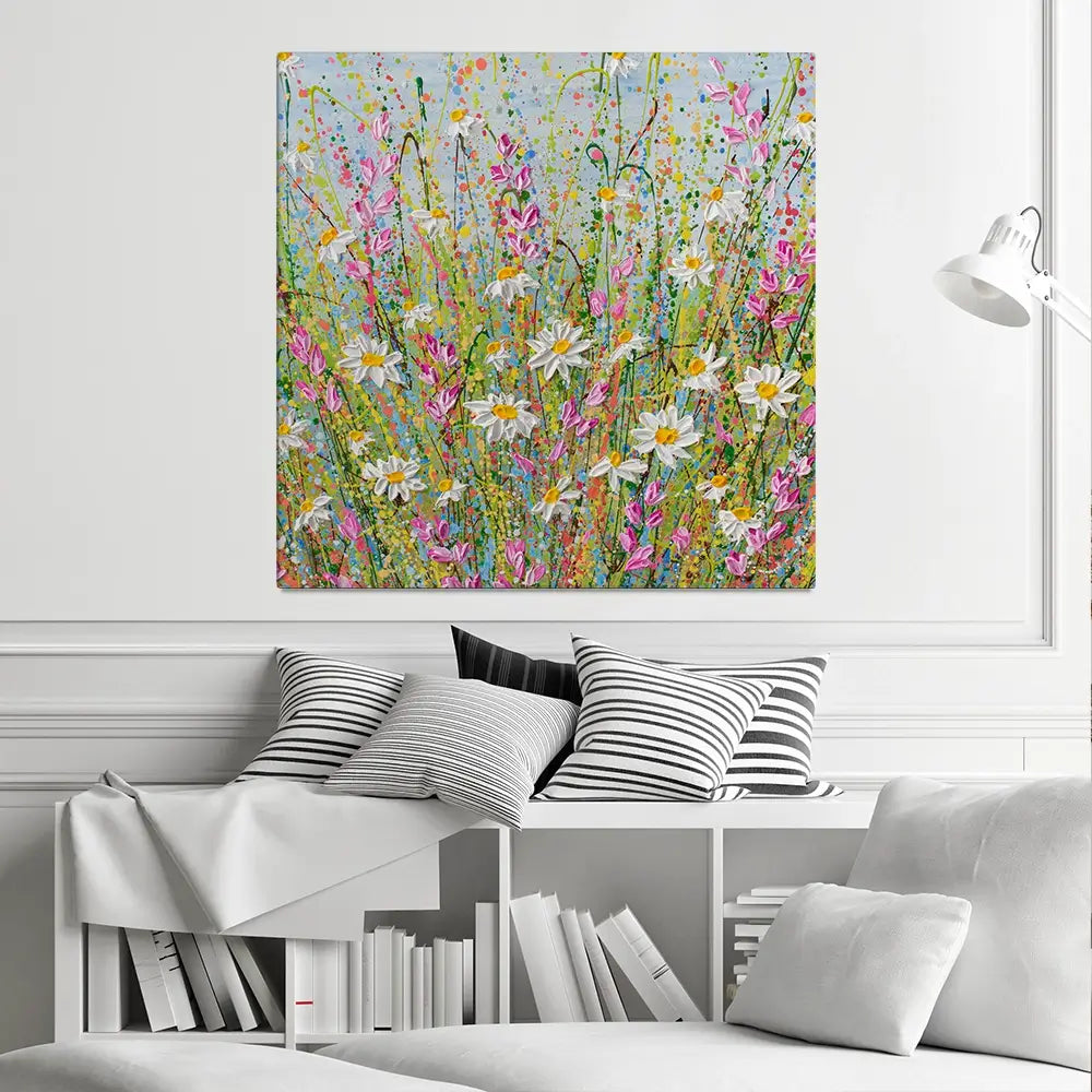 Meadow Of Daisies Square Canvas Print Meadow Of Daisies Square Canvas Print wall art product Olga Tkachyk