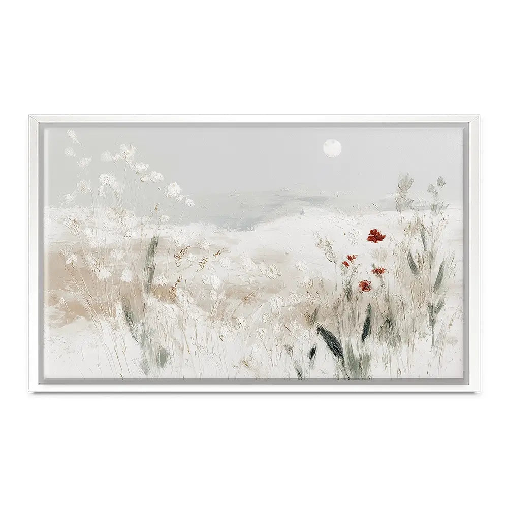 Meadow With Pale Moon Canvas Print Meadow With Pale Moon Canvas Print wall art product Chromatic Storm Studio