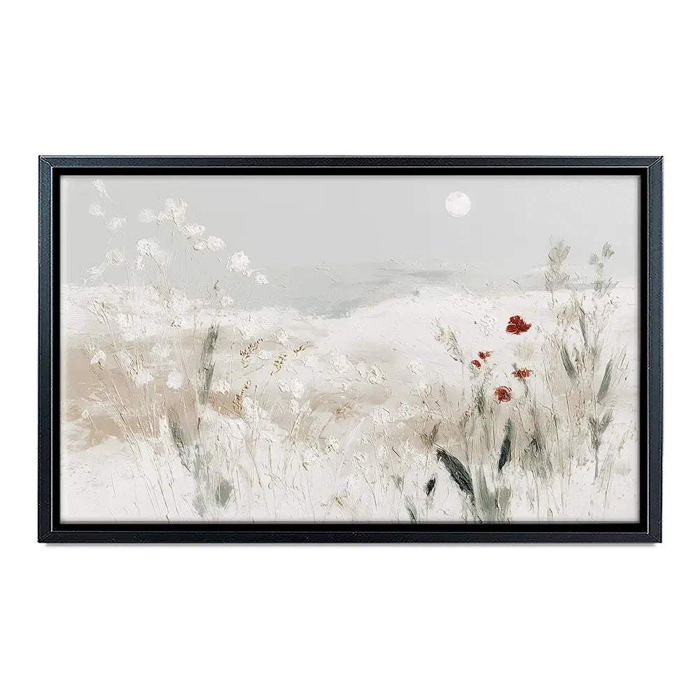Meadow With Pale Moon Canvas Print Meadow With Pale Moon Canvas Print wall art product Chromatic Storm Studio