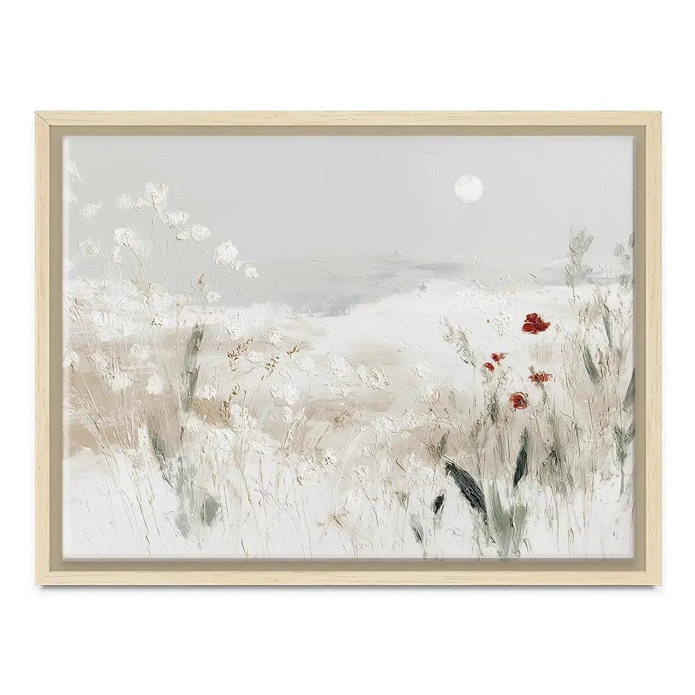 Meadow With Pale Moon Canvas Print Meadow With Pale Moon Canvas Print wall art product Chromatic Storm Studio