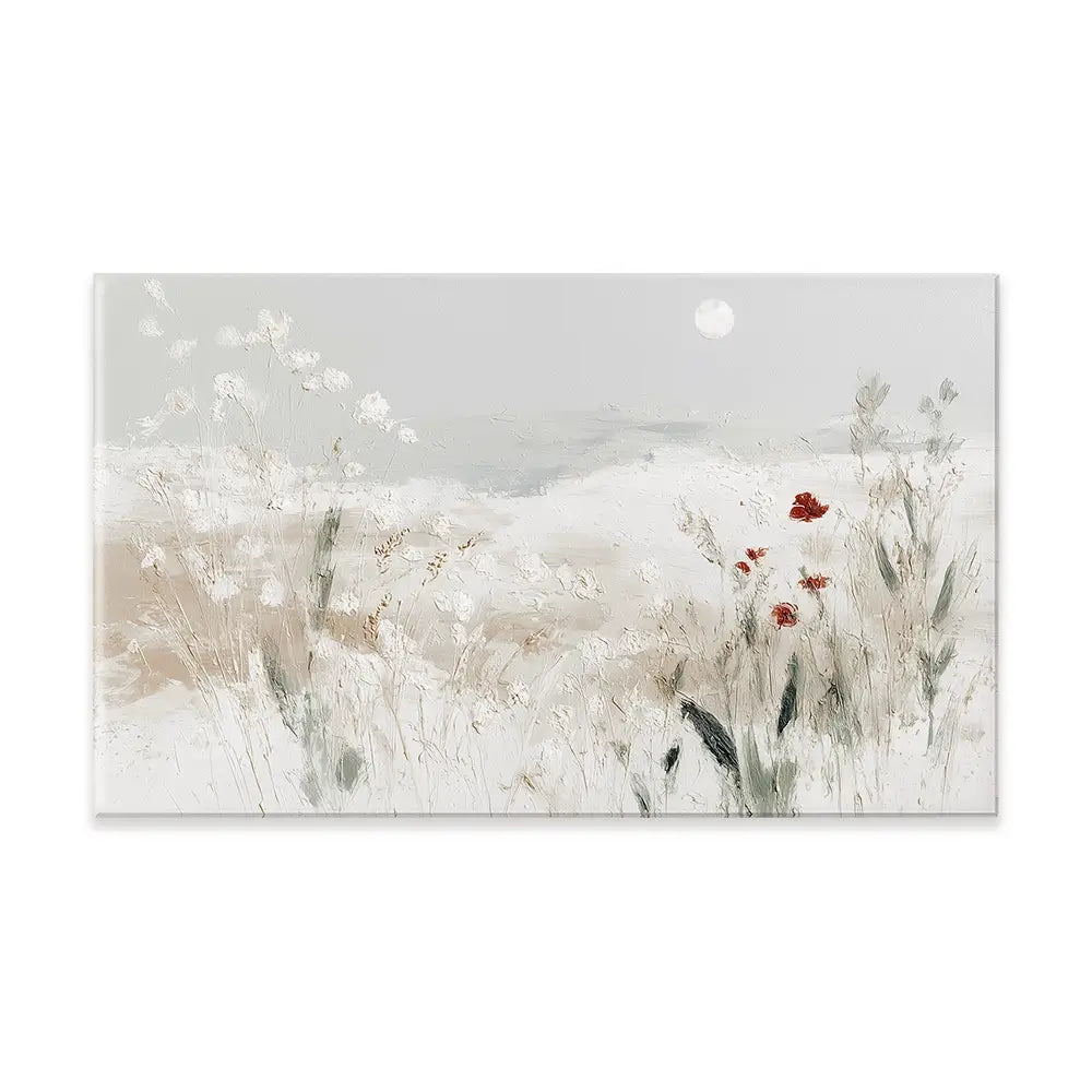 Meadow With Pale Moon Canvas Print Meadow With Pale Moon Canvas Print wall art product Chromatic Storm Studio