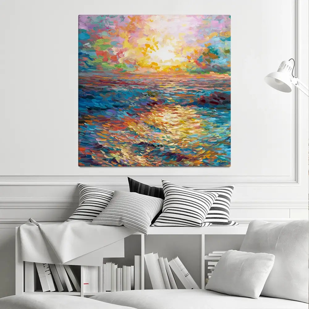 Mediterranean Sunset Square Canvas Print Mediterranean Sunset Square Canvas Print wall art product Leon Devenice