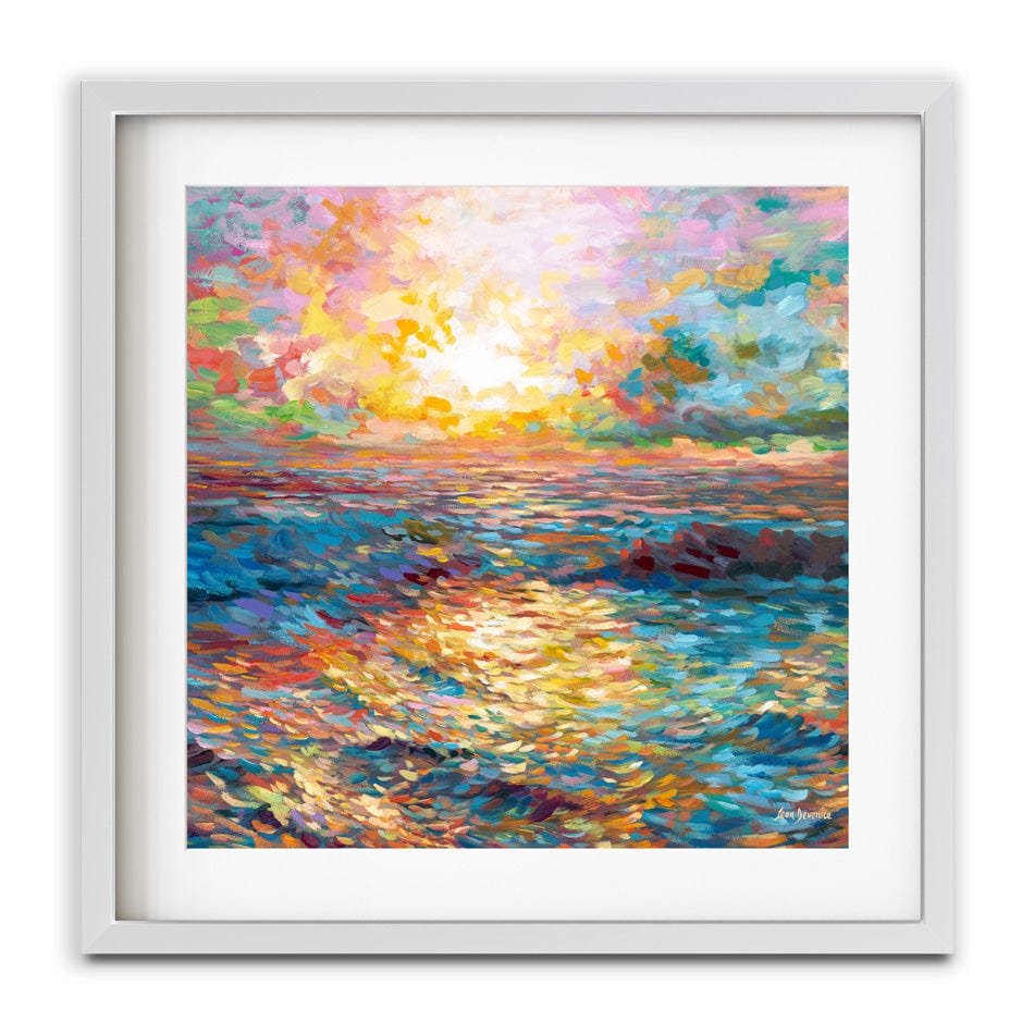 Meditteranean Sunset Square Framed Art Print wall art product Leon Devenice