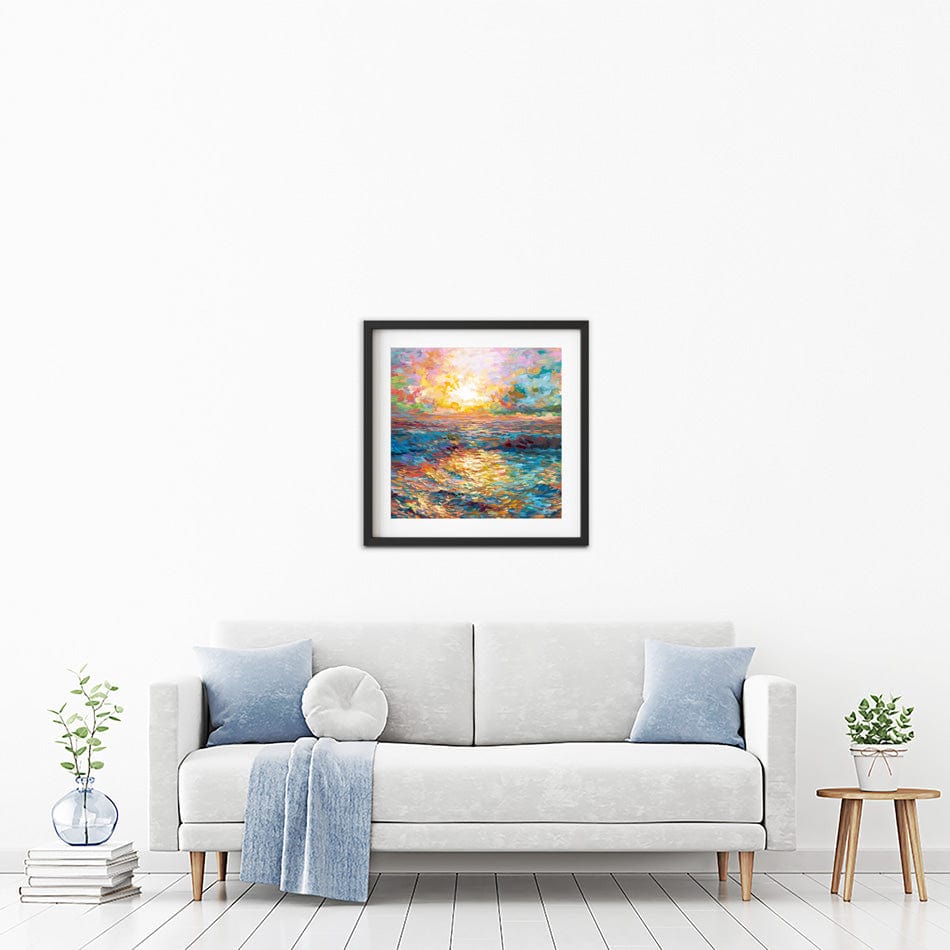 Meditteranean Sunset Square Framed Art Print wall art product Leon Devenice