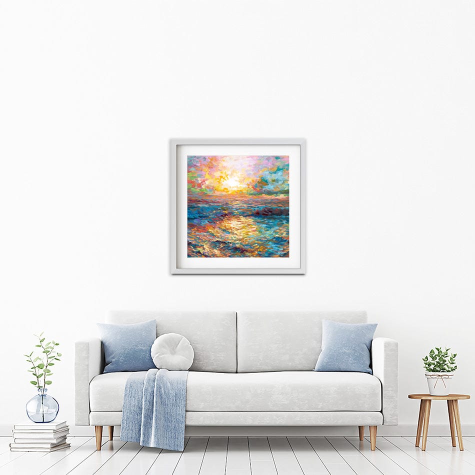 Meditteranean Sunset Square Framed Art Print wall art product Leon Devenice