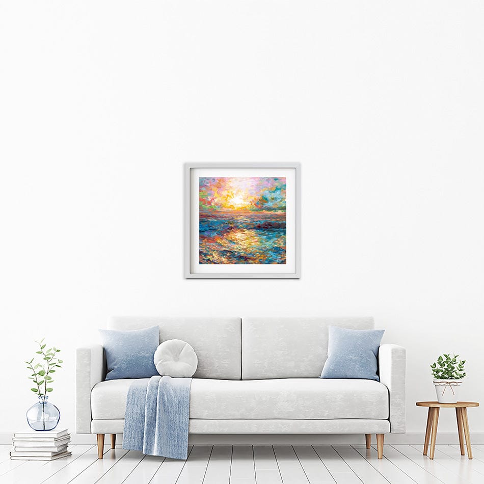 Meditteranean Sunset Square Framed Art Print wall art product Leon Devenice