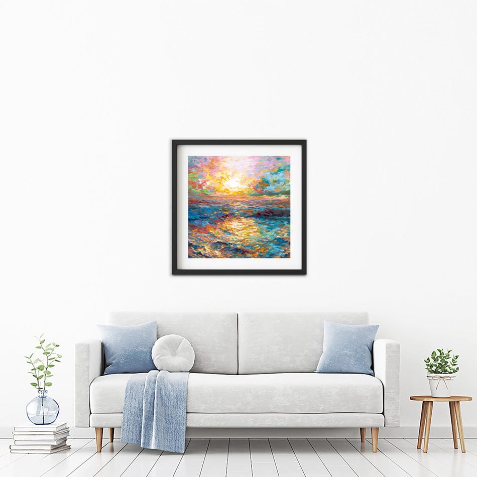 Meditteranean Sunset Square Framed Art Print wall art product Leon Devenice