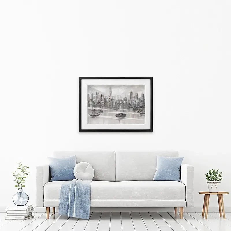Melbourne City Skyline Framed Art Print Melbourne City Skyline Framed Art Print wall art product Isabella Karolewicz