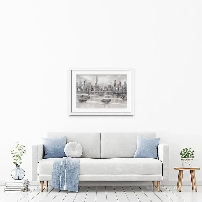 Melbourne City Skyline Framed Art Print Melbourne City Skyline Framed Art Print wall art product Isabella Karolewicz