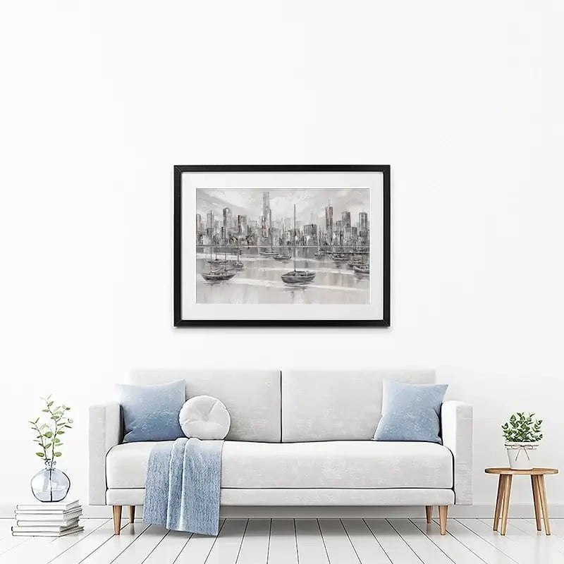Melbourne City Skyline Framed Art Print Melbourne City Skyline Framed Art Print wall art product Isabella Karolewicz