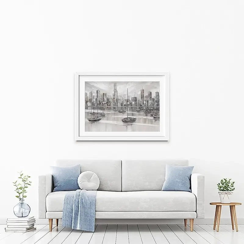 Melbourne City Skyline Framed Art Print Melbourne City Skyline Framed Art Print wall art product Isabella Karolewicz