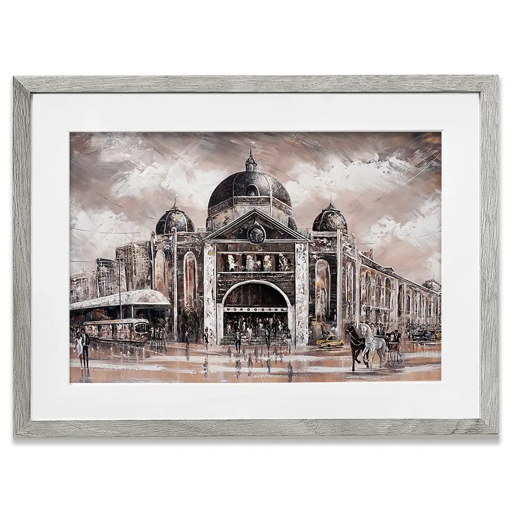 Melbourne Vibes Flinders Station Framed Art Print Melbourne Vibes Flinders Station Framed Art Print wall art product Isabella Karolewicz