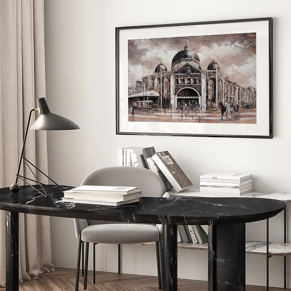 Melbourne Vibes Flinders Station Framed Art Print Melbourne Vibes Flinders Station Framed Art Print wall art product Isabella Karolewicz