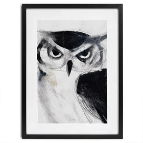 Midnight Owl Gaze Framed Art Print Midnight Owl Gaze Framed Art Print wall art product Chromatic Storm Studio