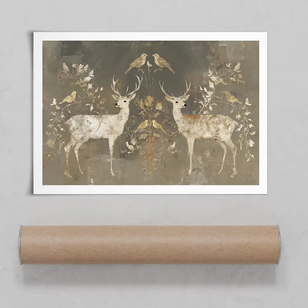 Mirrored Fawn Pair Art Print Mirrored Fawn Pair Art Print wall art product Chromatic Storm Studio