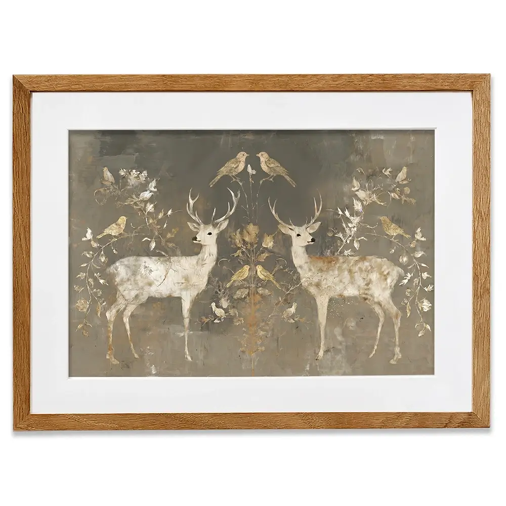 Mirrored Fawn Pair Framed Art Print Mirrored Fawn Pair Framed Art Print wall art product Chromatic Storm Studio