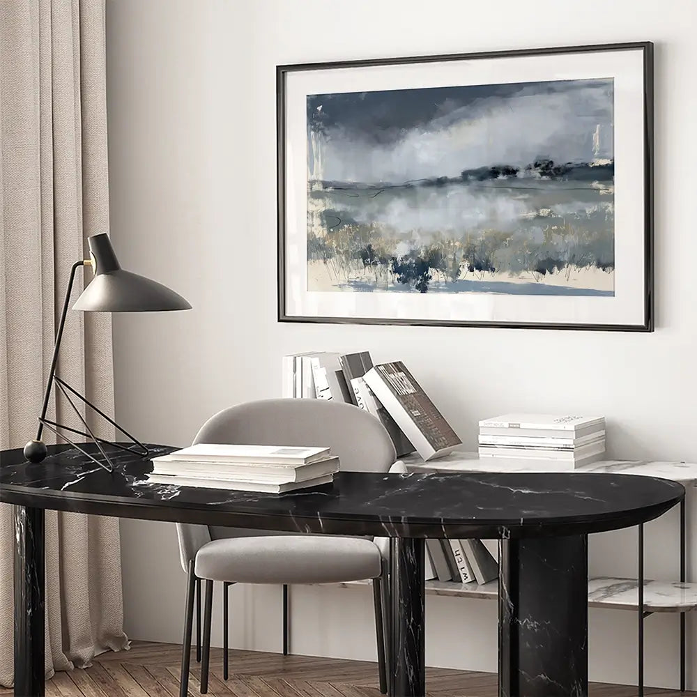 Misted Field At Dusk Framed Art Print Misted Field At Dusk Framed Art Print wall art product Chromatic Storm Studio