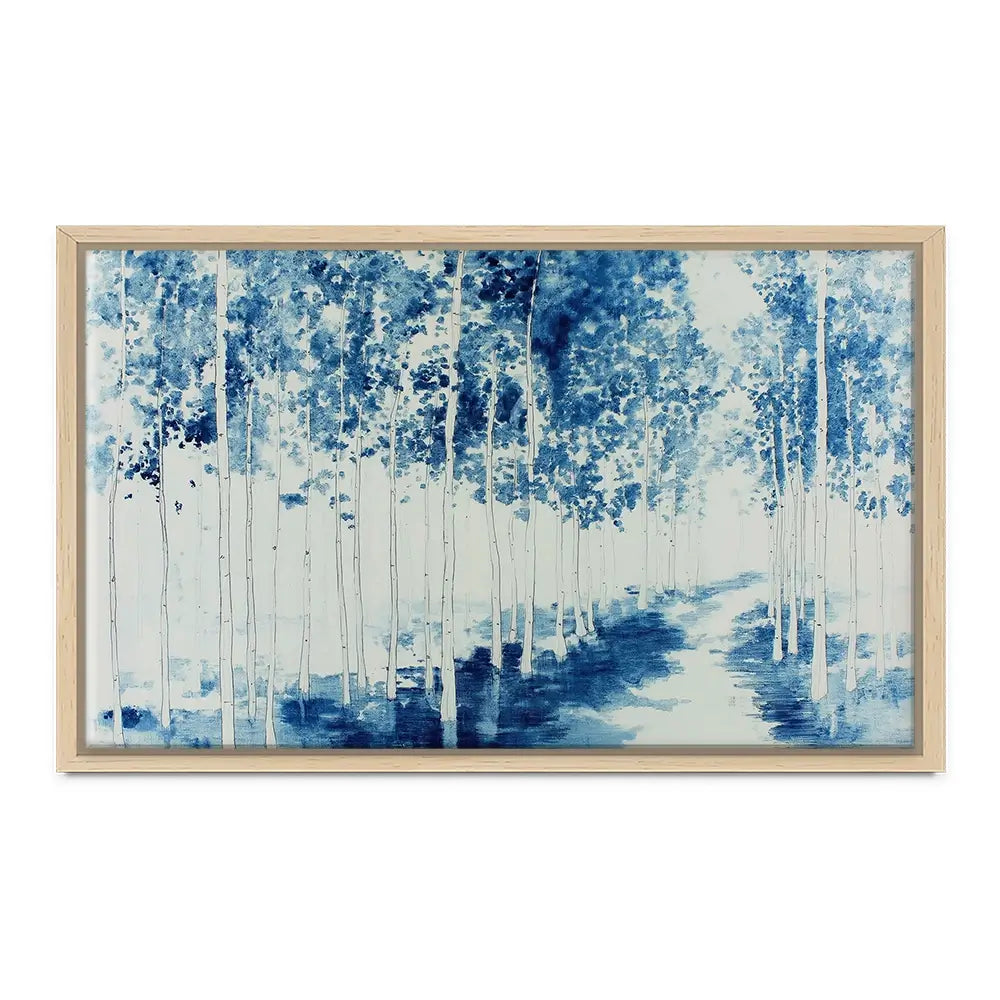 Misty Birch Forest Path Canvas Print Misty Birch Forest Path Canvas Print wall art product Chromatic Storm Studio