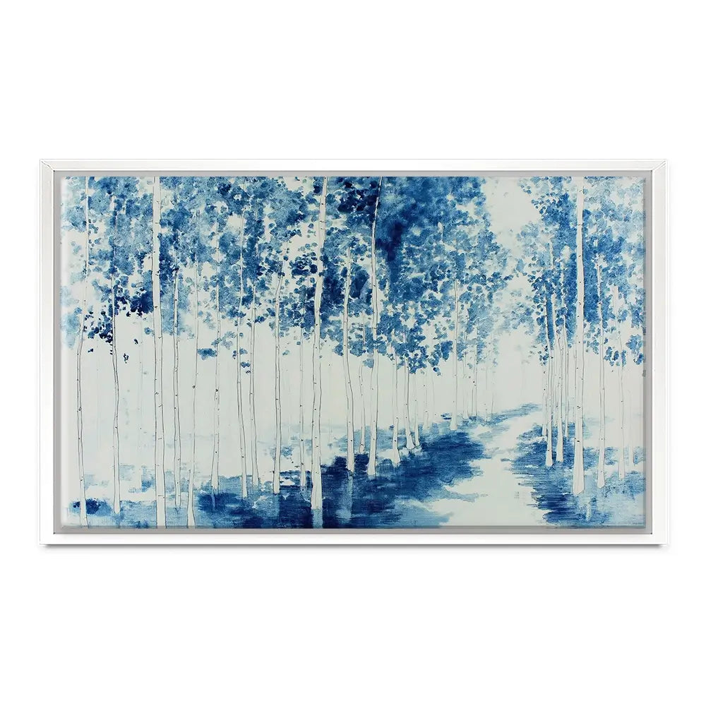 Misty Birch Forest Path Canvas Print Misty Birch Forest Path Canvas Print wall art product Chromatic Storm Studio