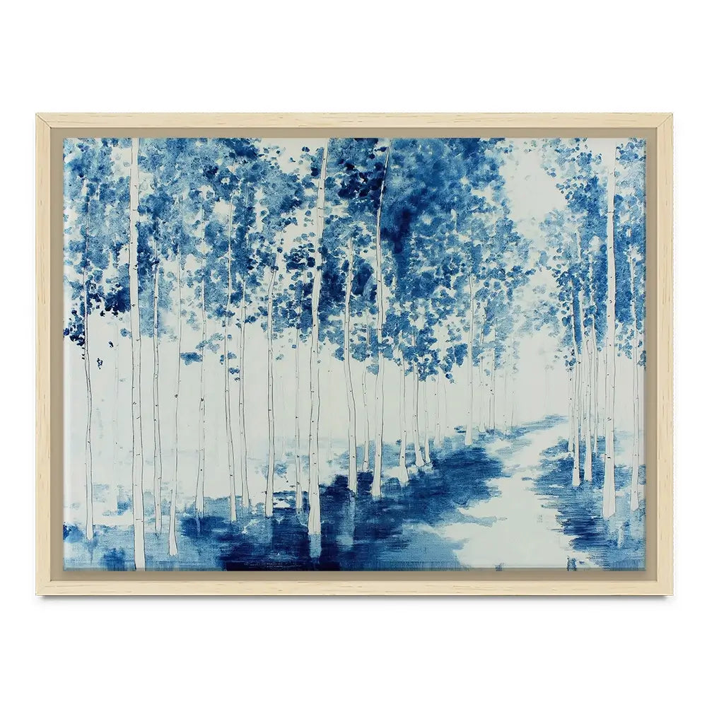 Misty Birch Forest Path Canvas Print Misty Birch Forest Path Canvas Print wall art product Chromatic Storm Studio