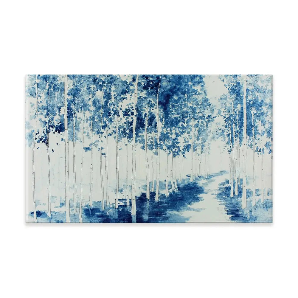Misty Birch Forest Path Canvas Print Misty Birch Forest Path Canvas Print wall art product Chromatic Storm Studio