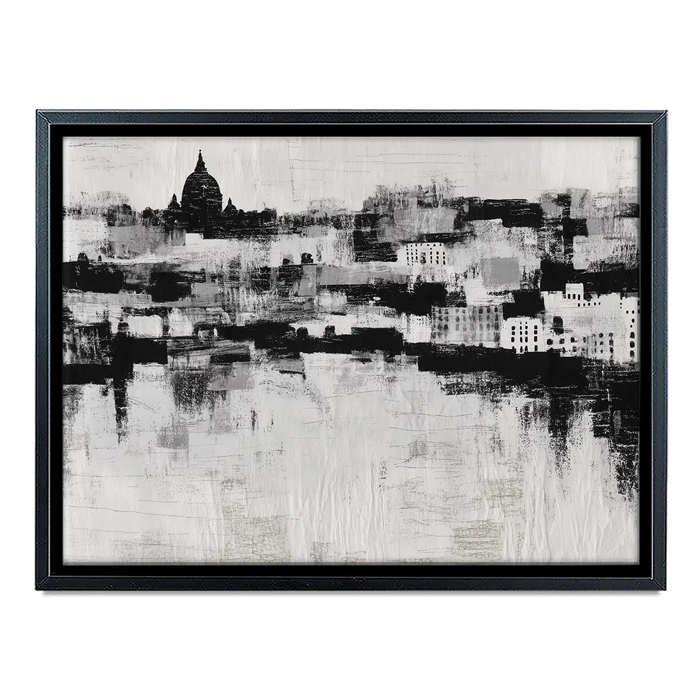 Misty Canal Skyline Canvas Print Misty Canal Skyline Canvas Print wall art product Chromatic Storm Studio