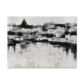 Misty Canal Skyline Canvas Print Misty Canal Skyline Canvas Print wall art product Chromatic Storm Studio