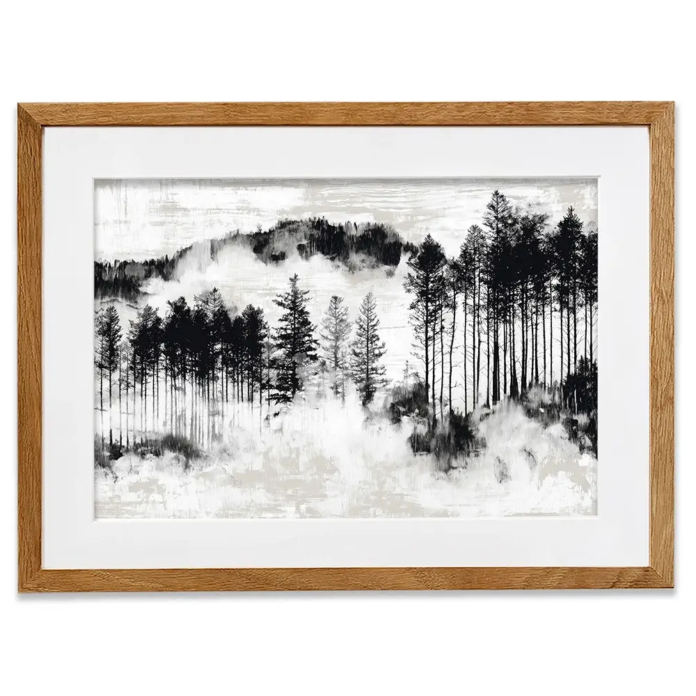 Misty Pine Ridge Framed Art Print Misty Pine Ridge Framed Art Print wall art product Chromatic Storm Studio