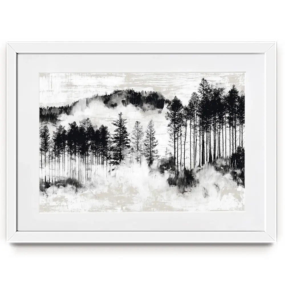 Misty Pine Ridge Framed Art Print Misty Pine Ridge Framed Art Print wall art product Chromatic Storm Studio